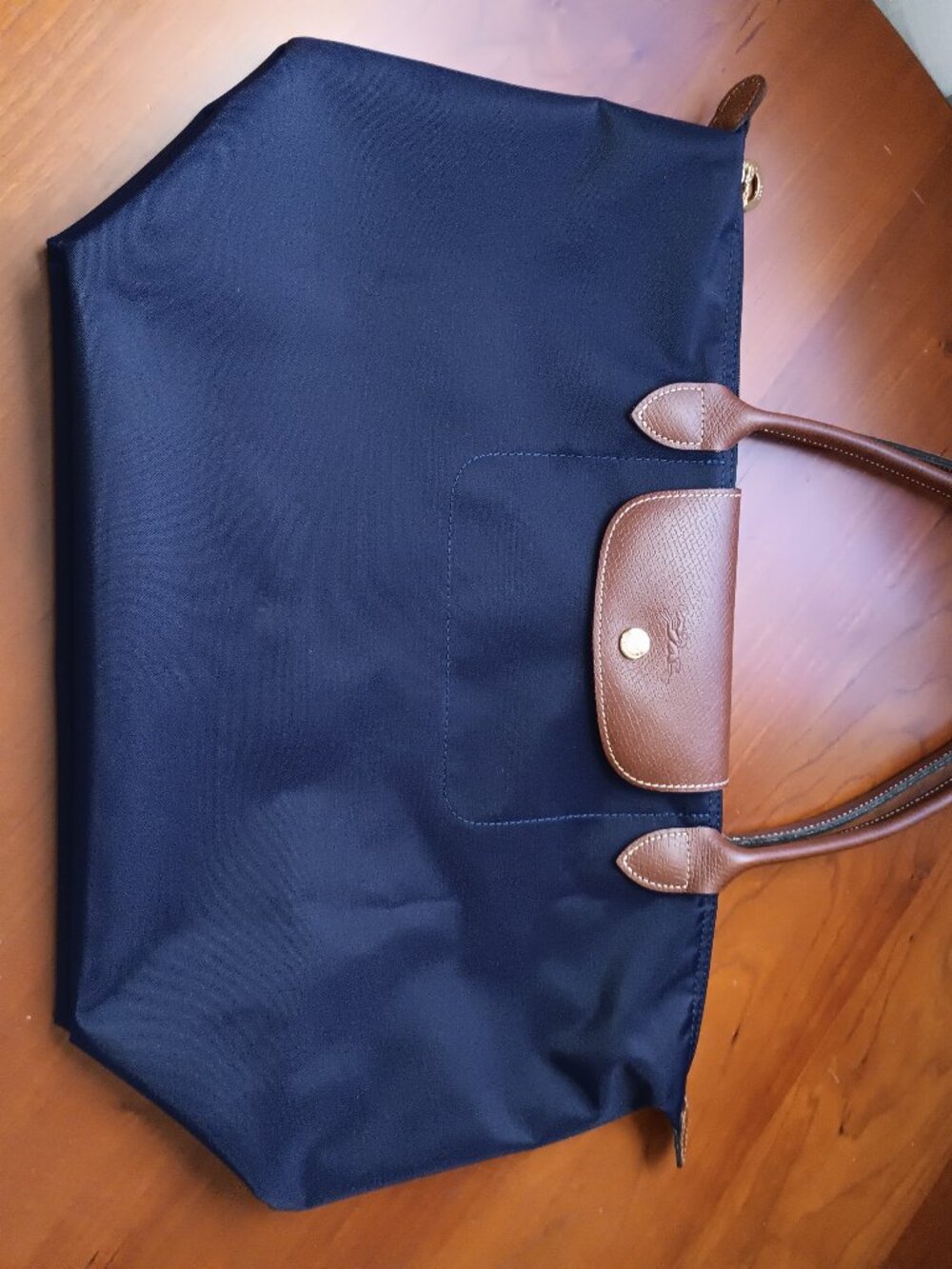 Pre-Loved Longchamp Le Pliage Navy-Deep Purple Medium Nylon Shoulder Bag. - Picture 4 of 15